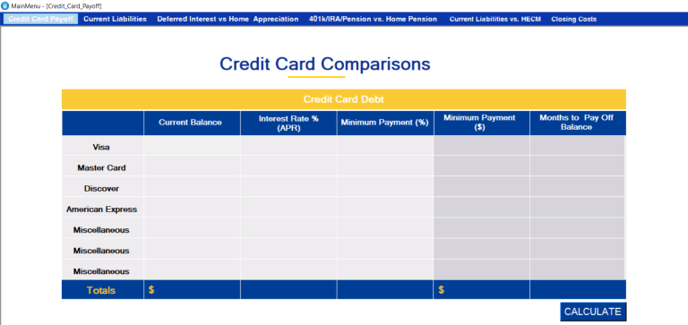 Mortgage Loan Calculations and Projections (Desktop Application)