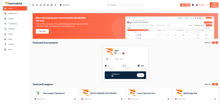 Tournated - all-in-one platform for tournament management